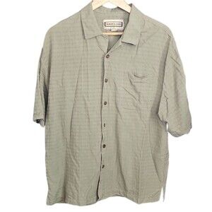 Jamaica Jaxx 100% Silk Camp Shirt Men’s L Olive Coastal Resort Travel Button Up